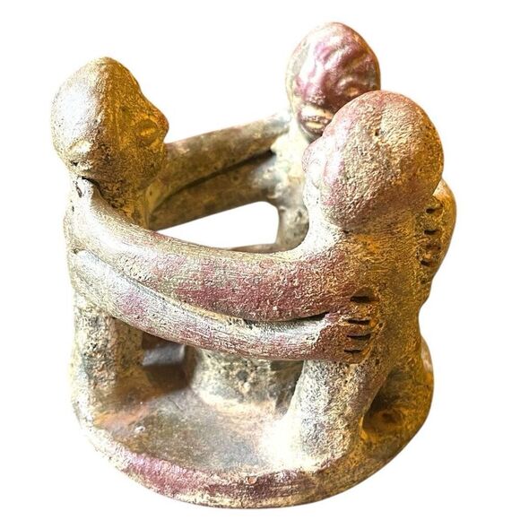 Circle of Friends Folk Art Aztec Mayan Pottery 3 Men - Picture 3 of 6